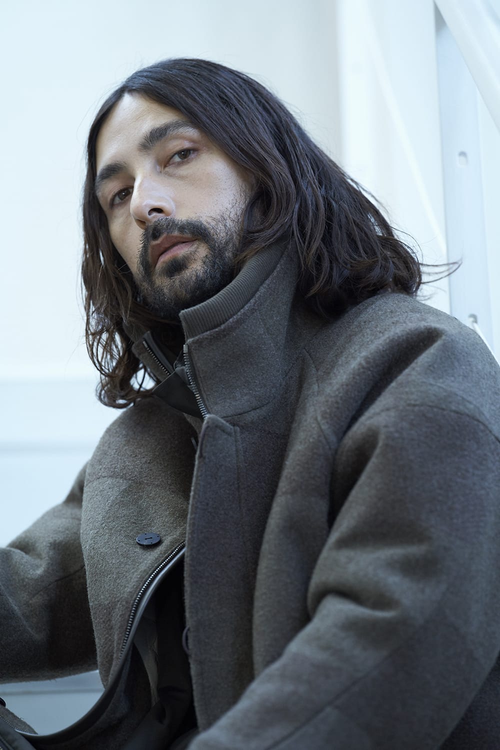 High neck jacket wool needle punch