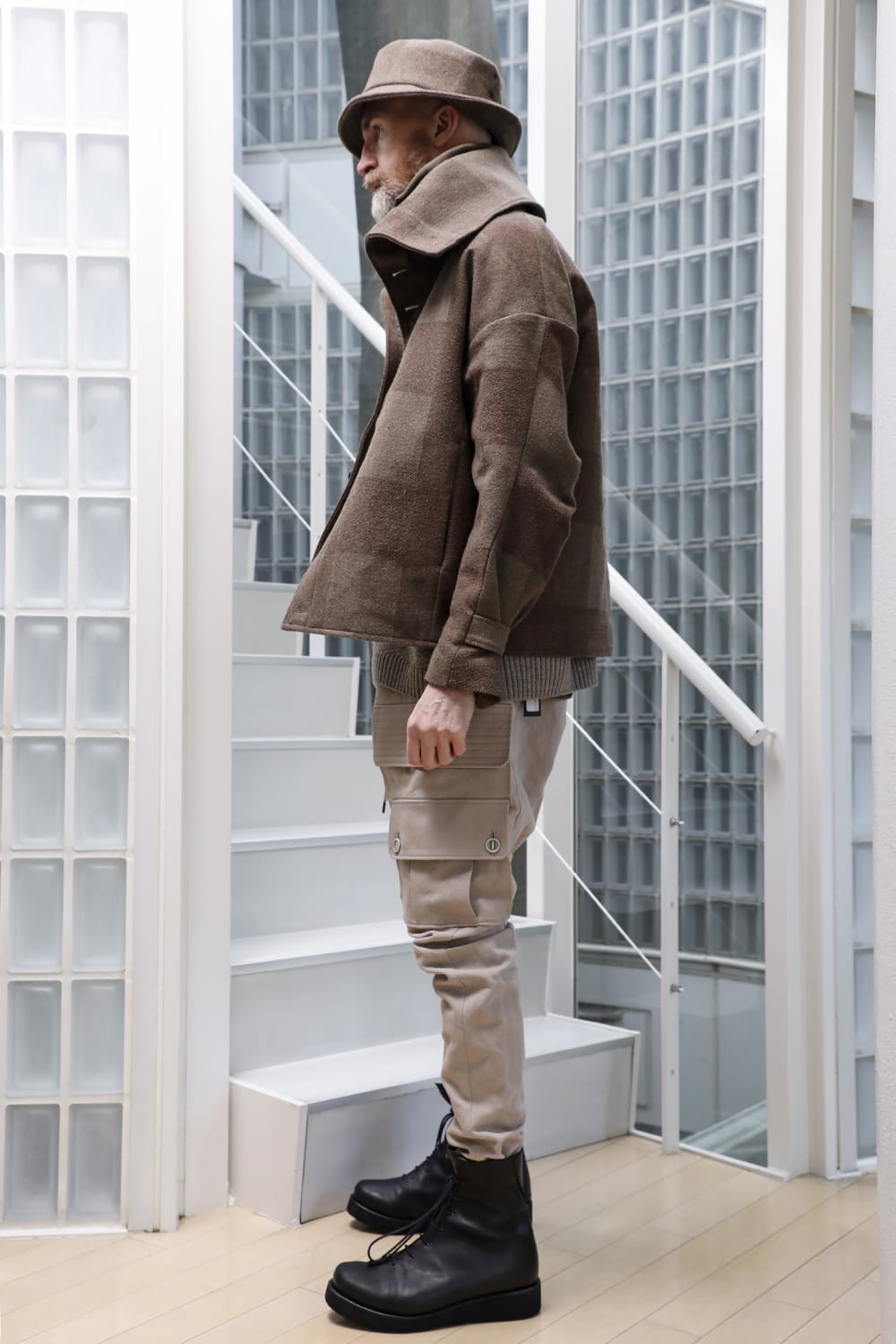 High neck jacket wool needle punch