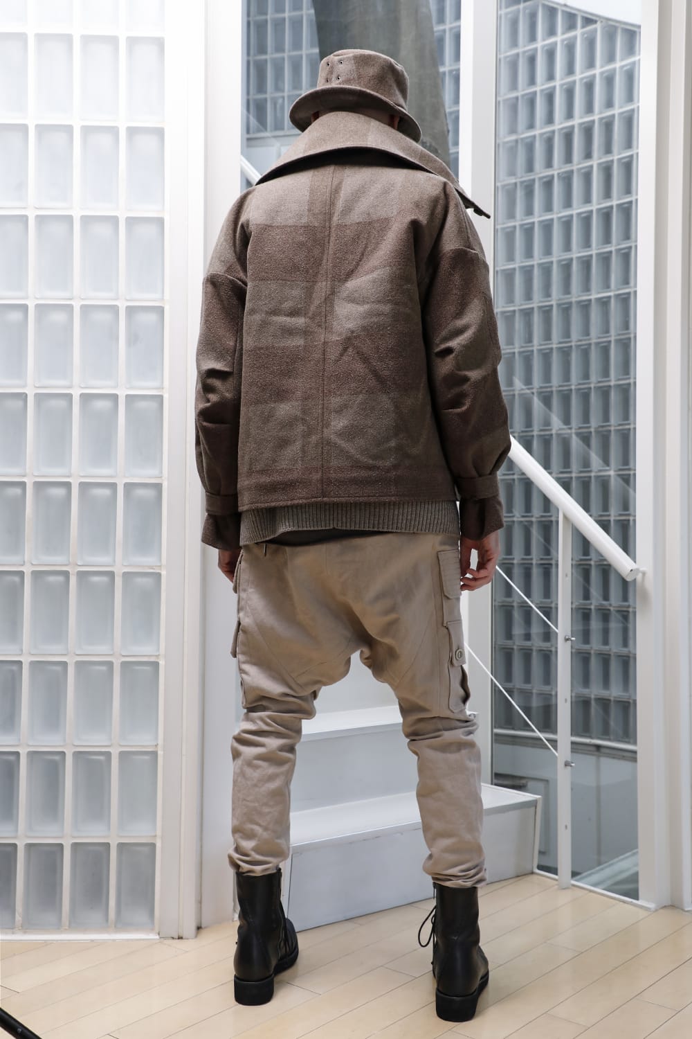 High neck jacket wool needle punch