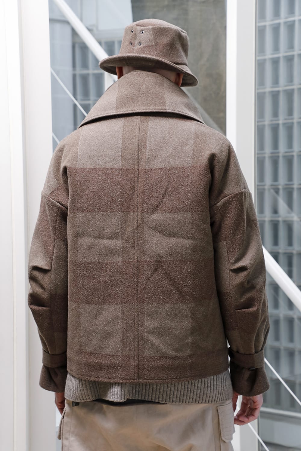 High neck jacket wool needle punch