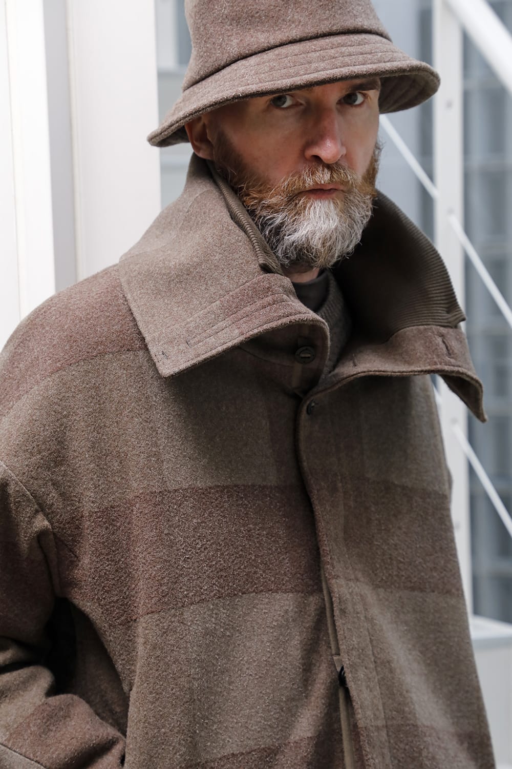 High neck jacket wool needle punch