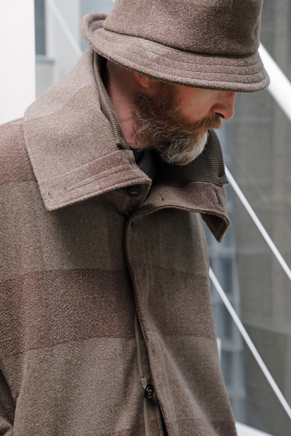 High neck jacket wool needle punch