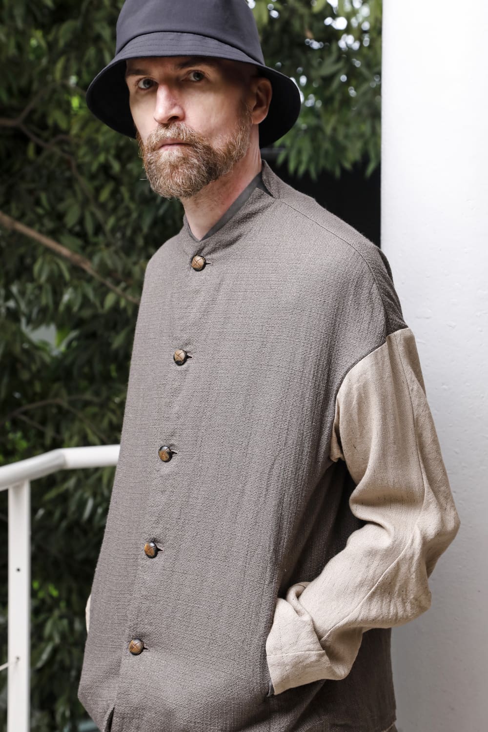 Jacket linen / viscose / cotton  Madgray × Beige