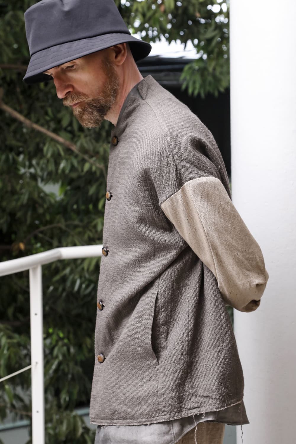 Jacket linen / viscose / cotton  Madgray × Beige