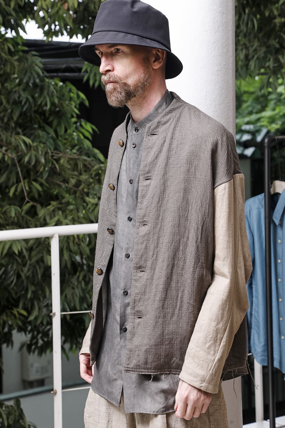 Jacket linen / viscose / cotton  Madgray × Beige