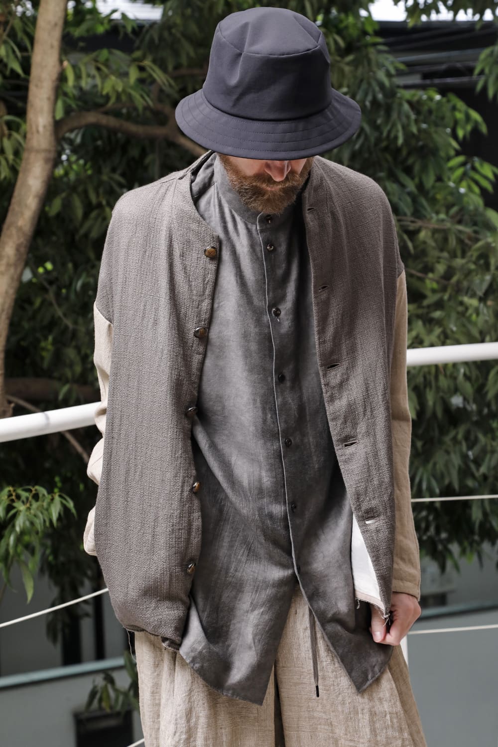 Jacket linen / viscose / cotton  Madgray × Beige