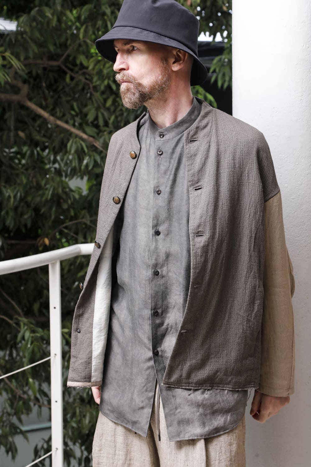 Jacket linen / viscose / cotton  Madgray × Beige