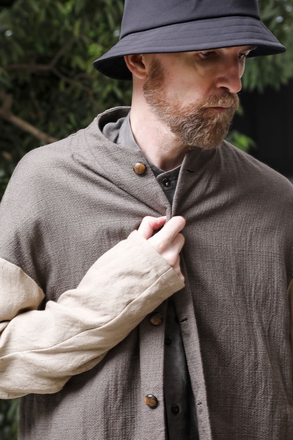 Jacket linen / viscose / cotton  Madgray × Beige