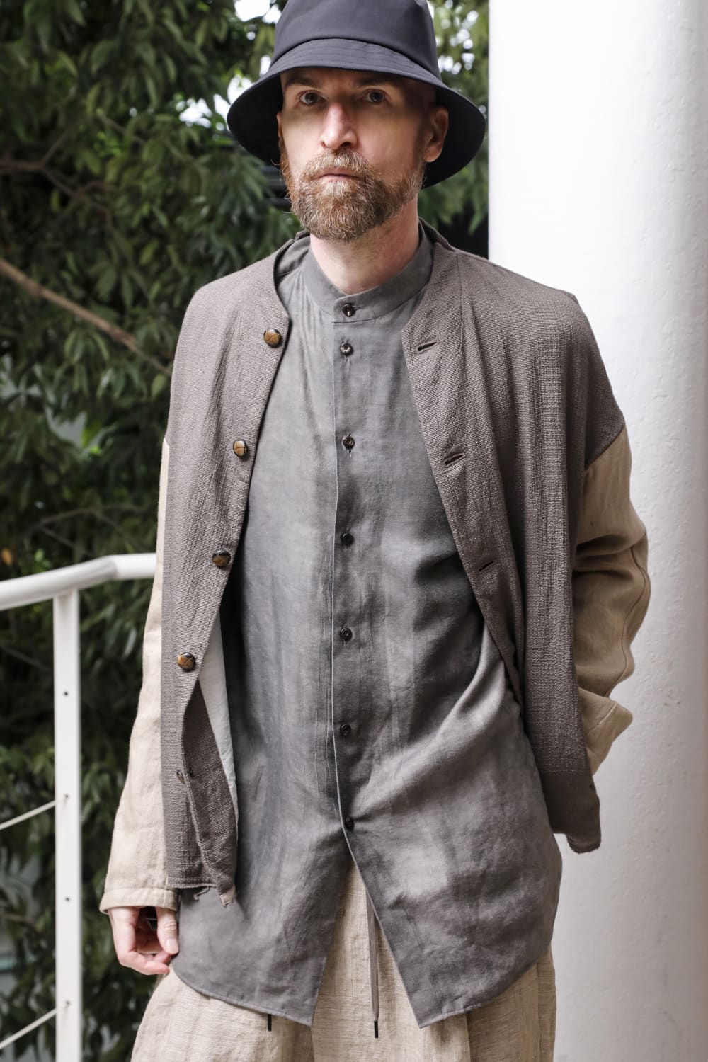 Jacket linen / viscose / cotton  Madgray × Beige