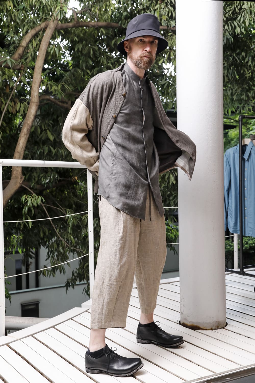 Jacket linen / viscose / cotton  Madgray × Beige