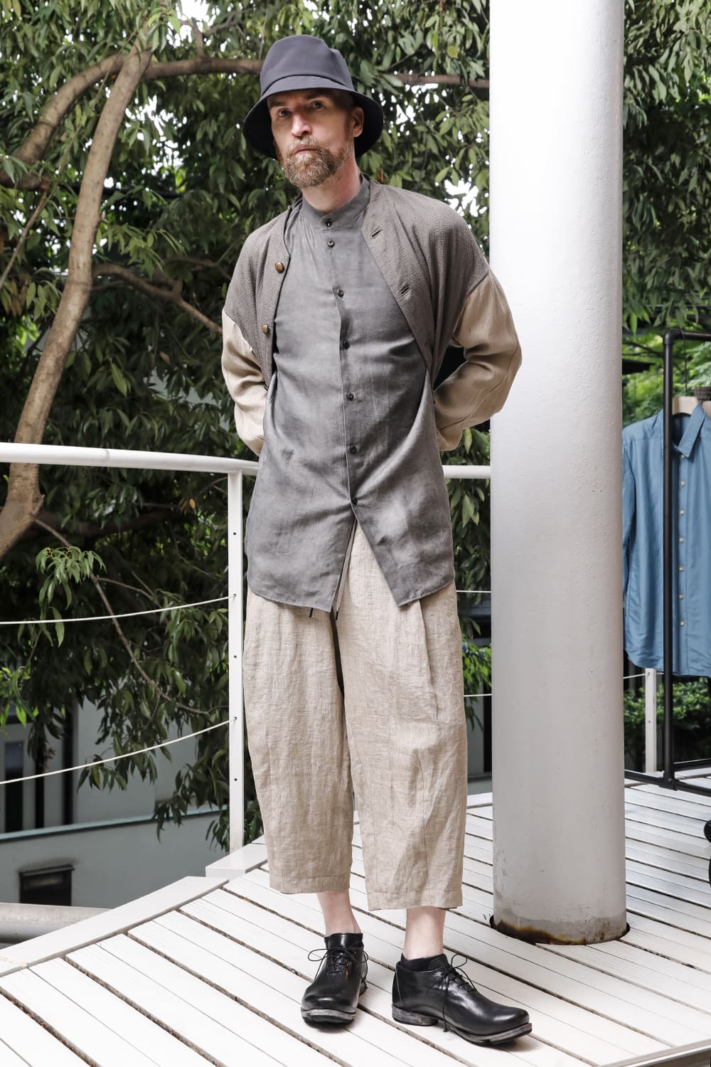 Jacket linen / viscose / cotton  Madgray × Beige