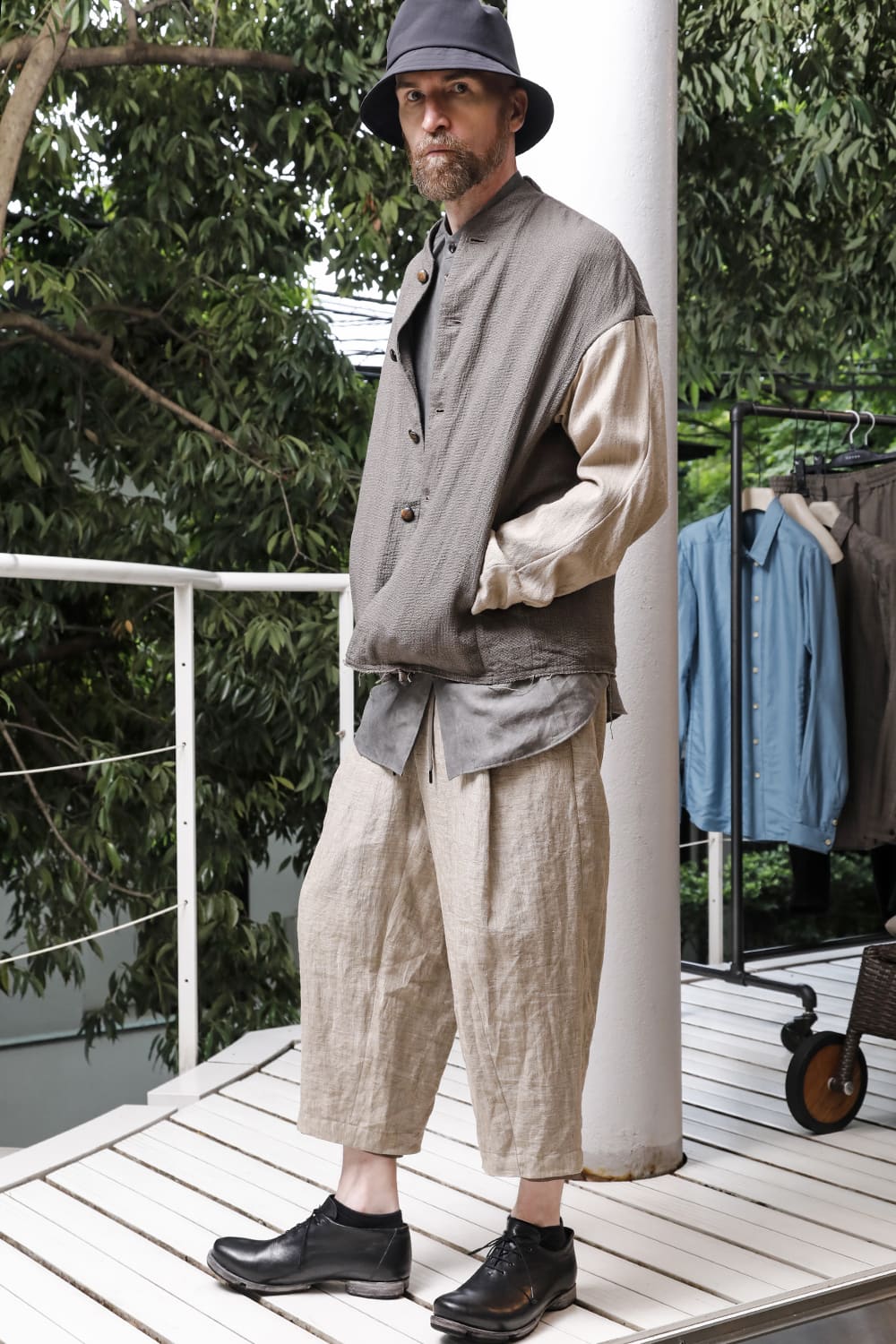Jacket linen / viscose / cotton  Madgray × Beige
