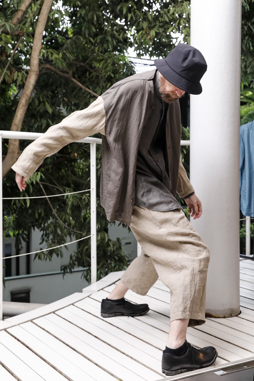 Jacket linen / viscose / cotton  Madgray × Beige