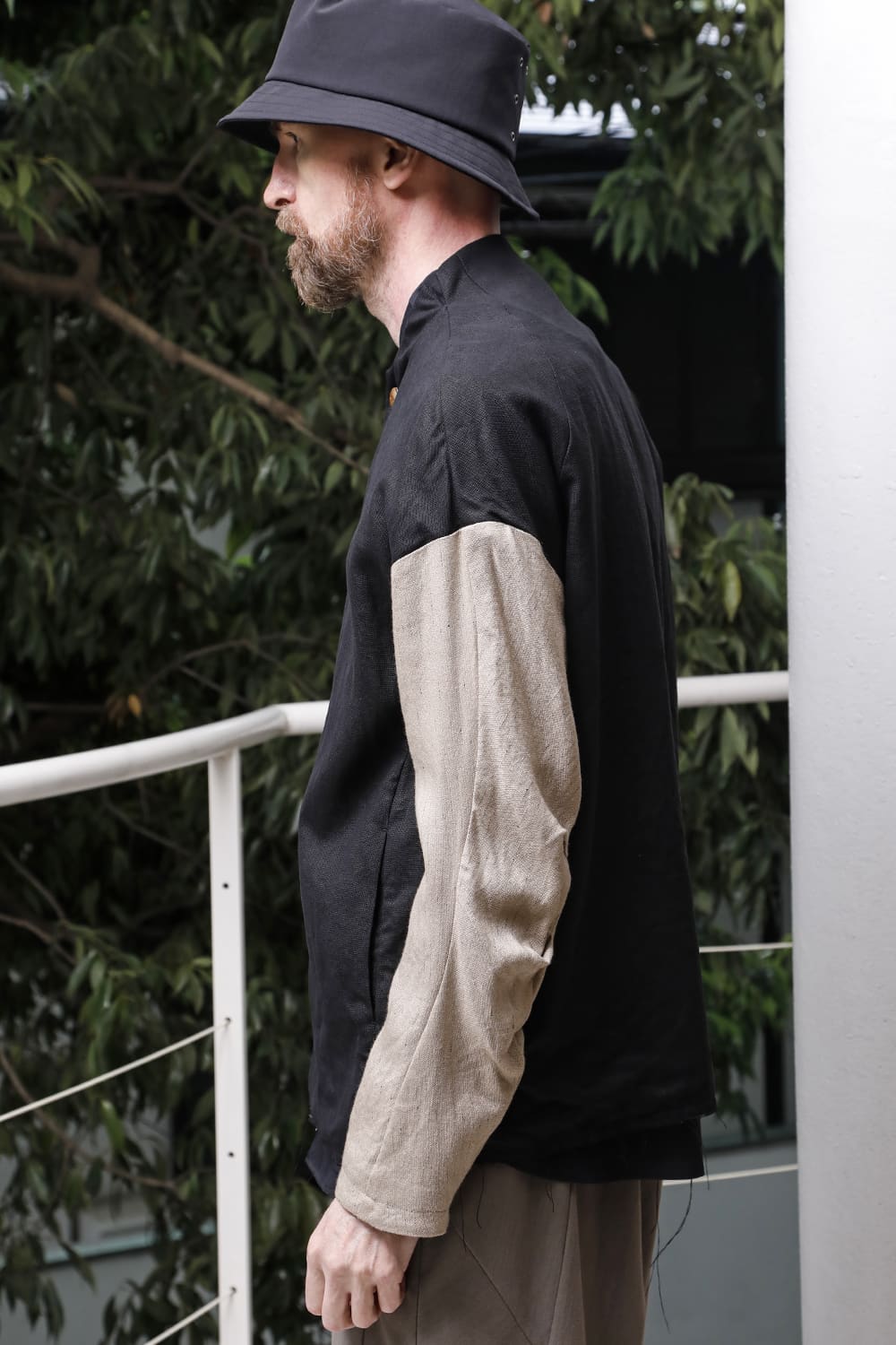 Jacket linen / viscose / cotton  Black × Beige