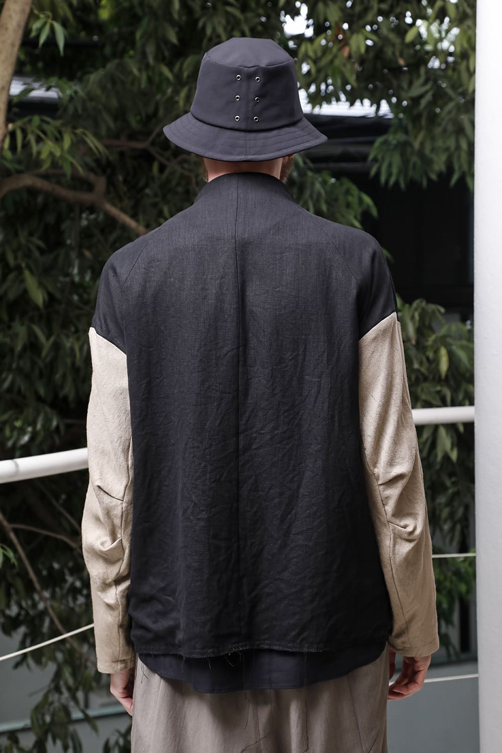 Jacket linen / viscose / cotton  Black × Beige
