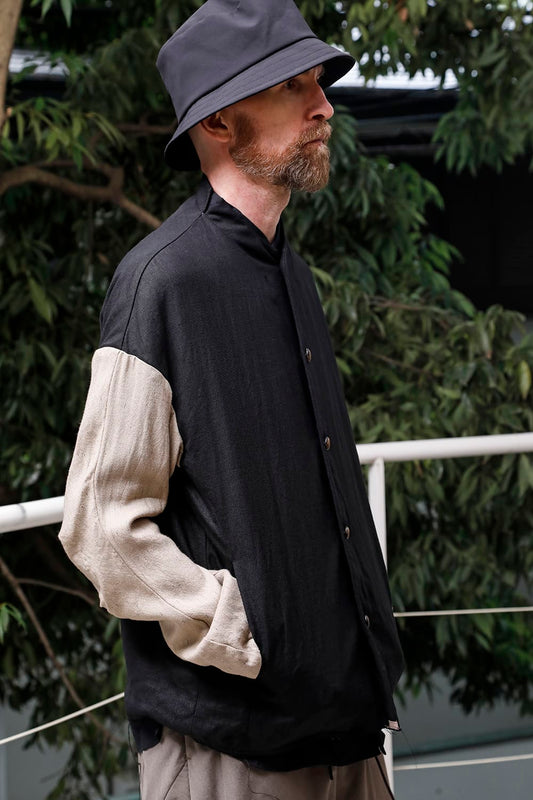 Jacket linen / viscose / cotton  Black × Beige