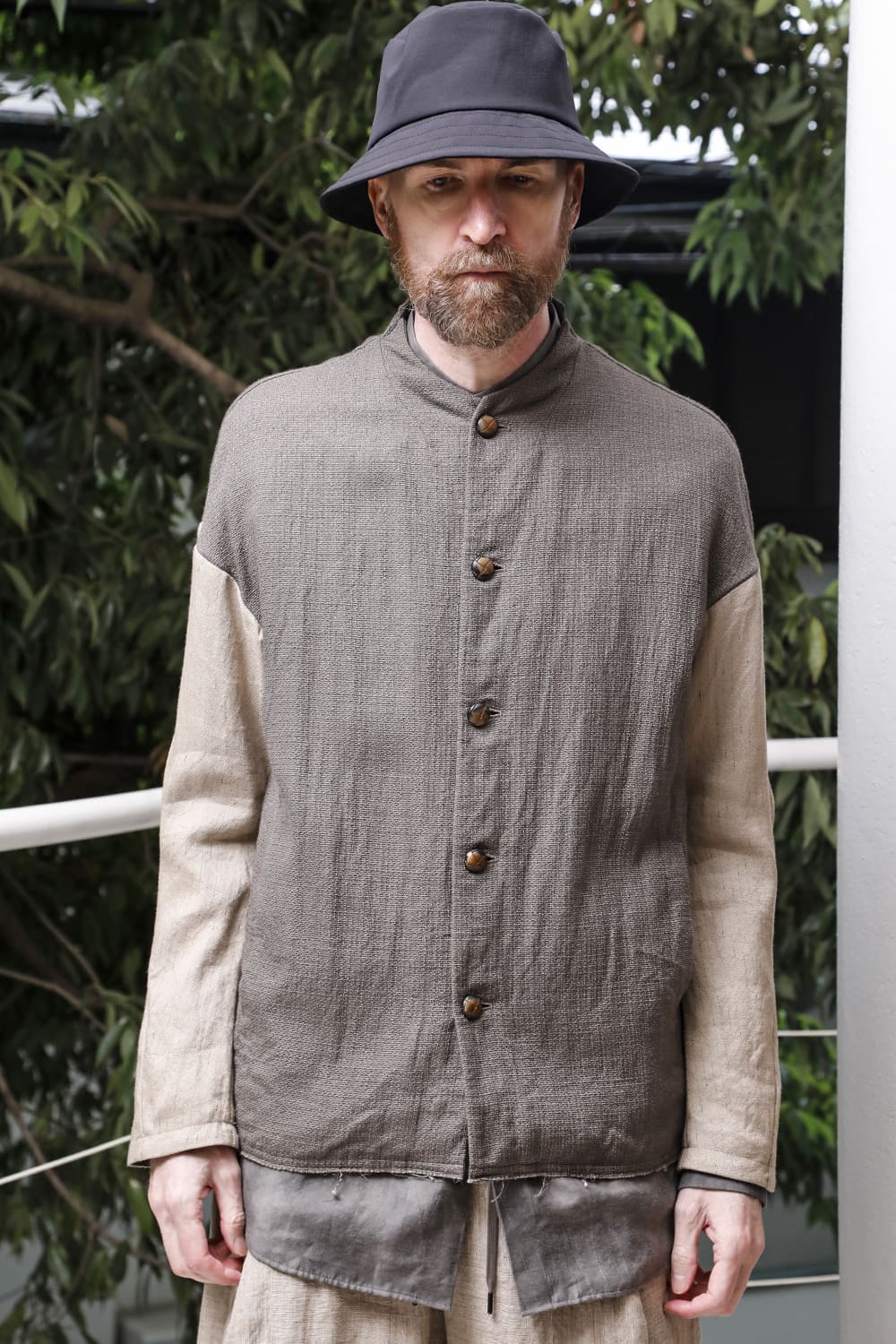 Jacket linen / viscose / cotton  Madgray × Beige