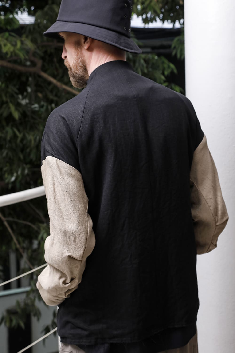 Jacket linen / viscose / cotton  Black × Beige