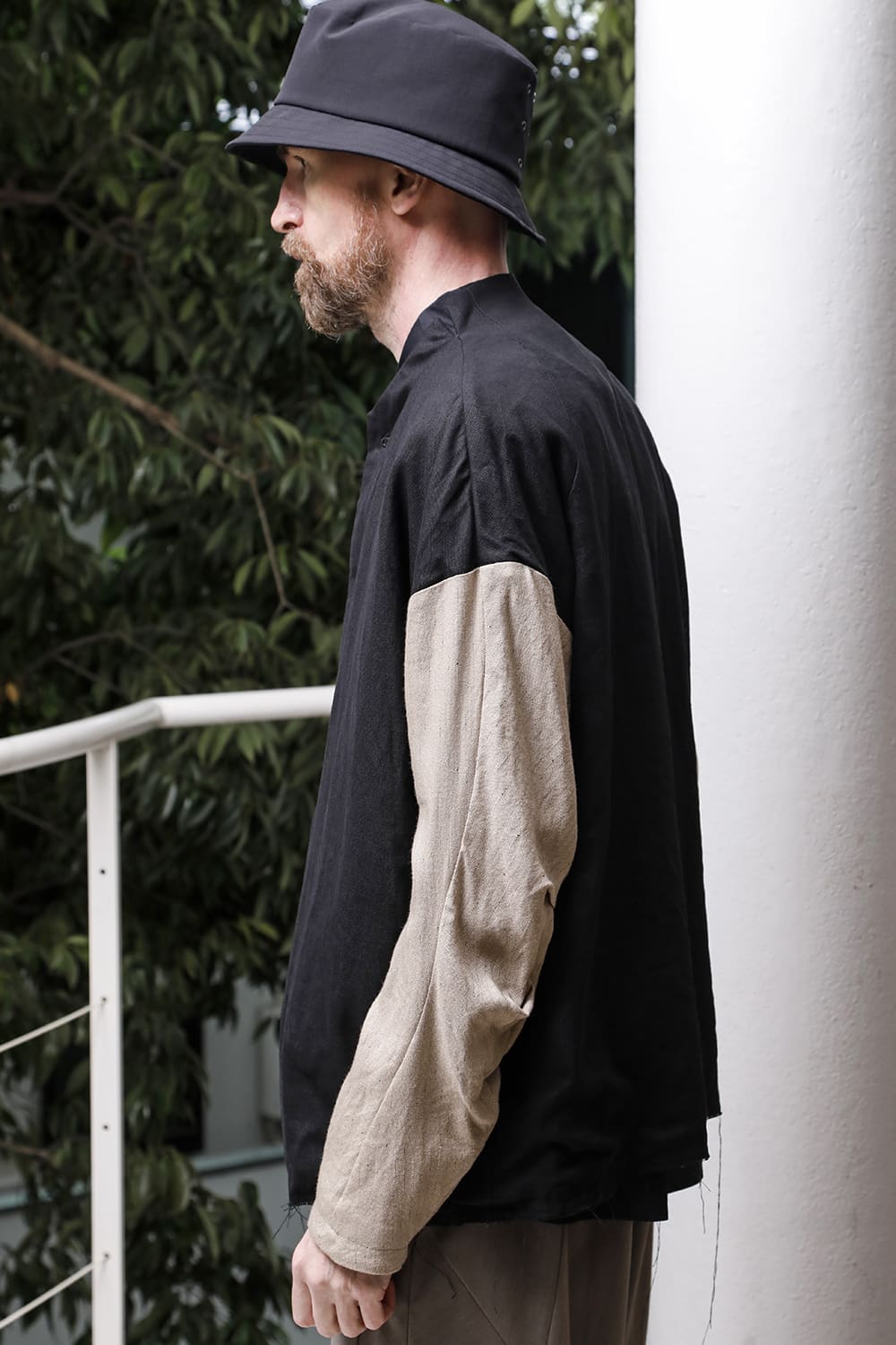 Jacket linen / viscose / cotton  Black × Beige