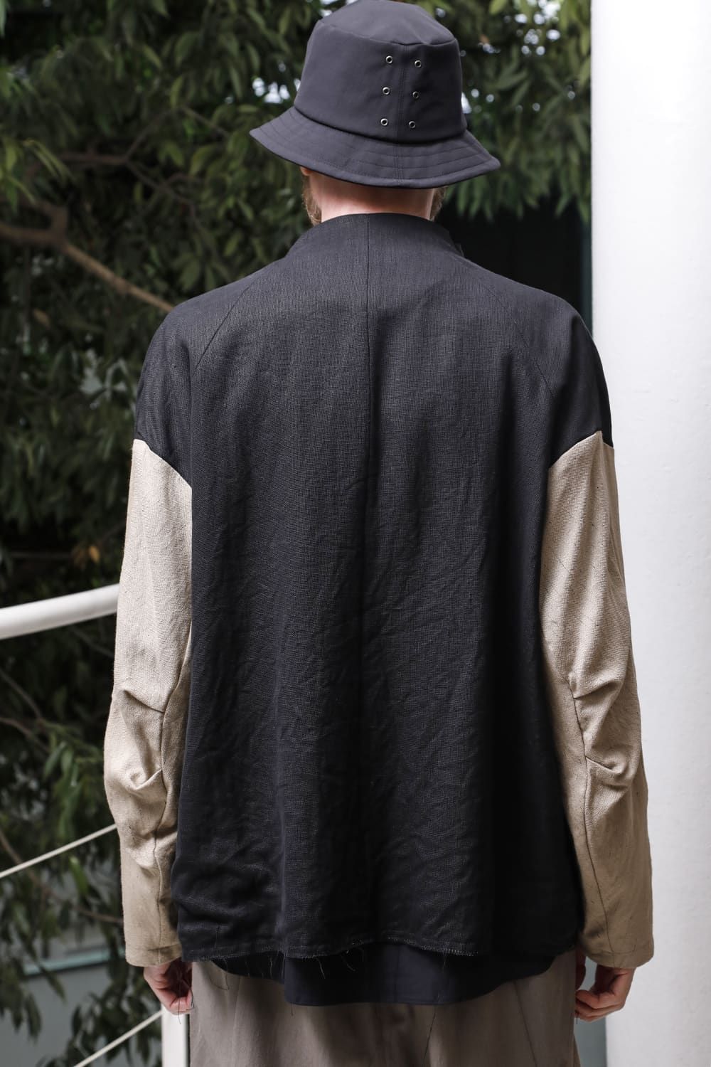 Jacket linen / viscose / cotton  Black × Beige
