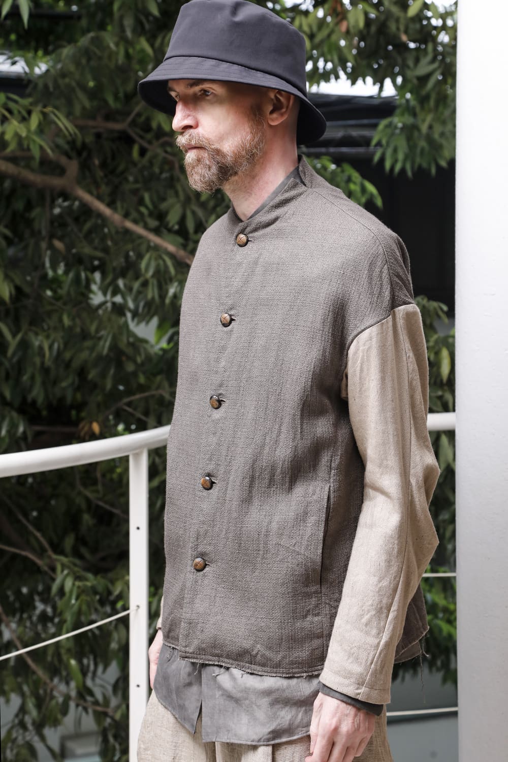 Jacket linen / viscose / cotton  Madgray × Beige