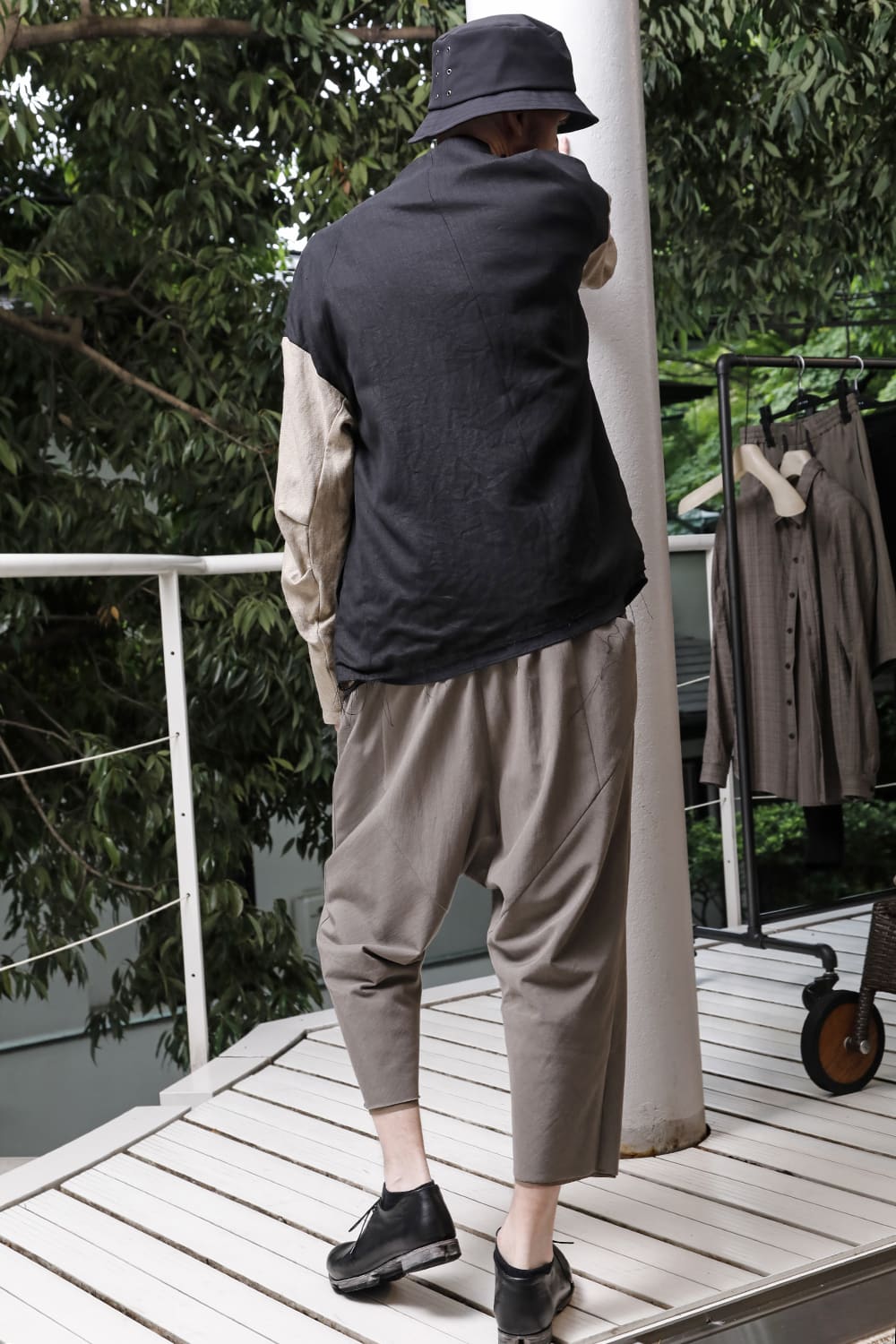 Jacket linen / viscose / cotton  Black × Beige