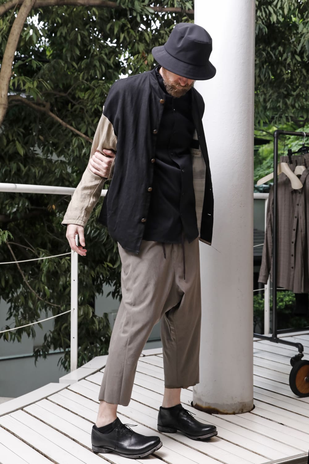 Jacket linen / viscose / cotton  Black × Beige