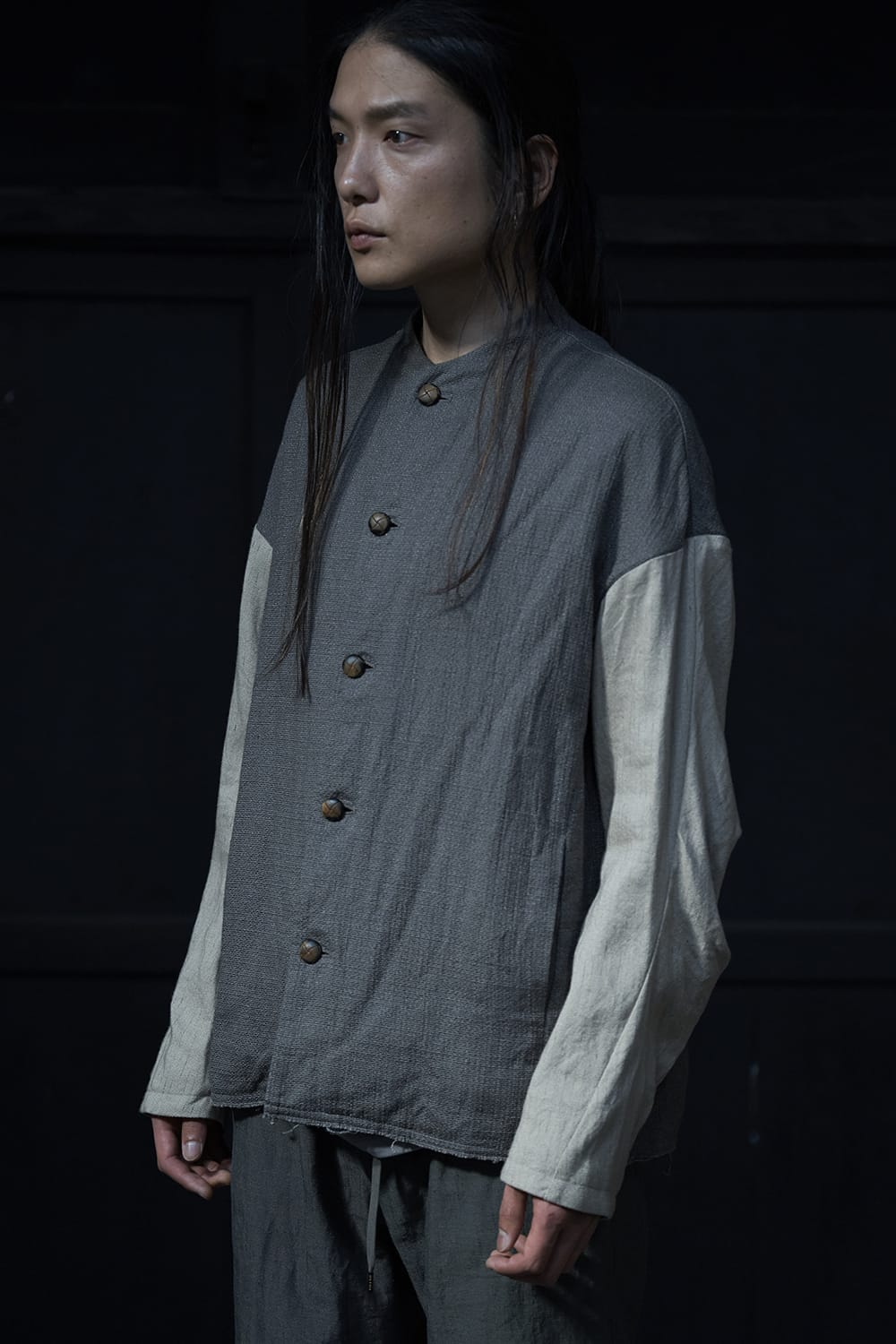 Jacket linen / viscose / cotton  Madgray × Beige