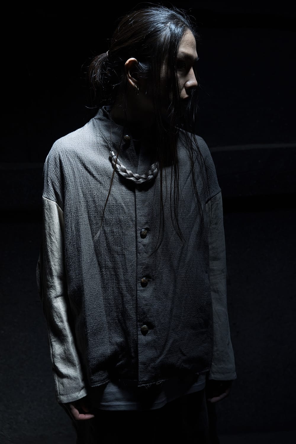 Jacket linen / viscose / cotton  Madgray × Beige