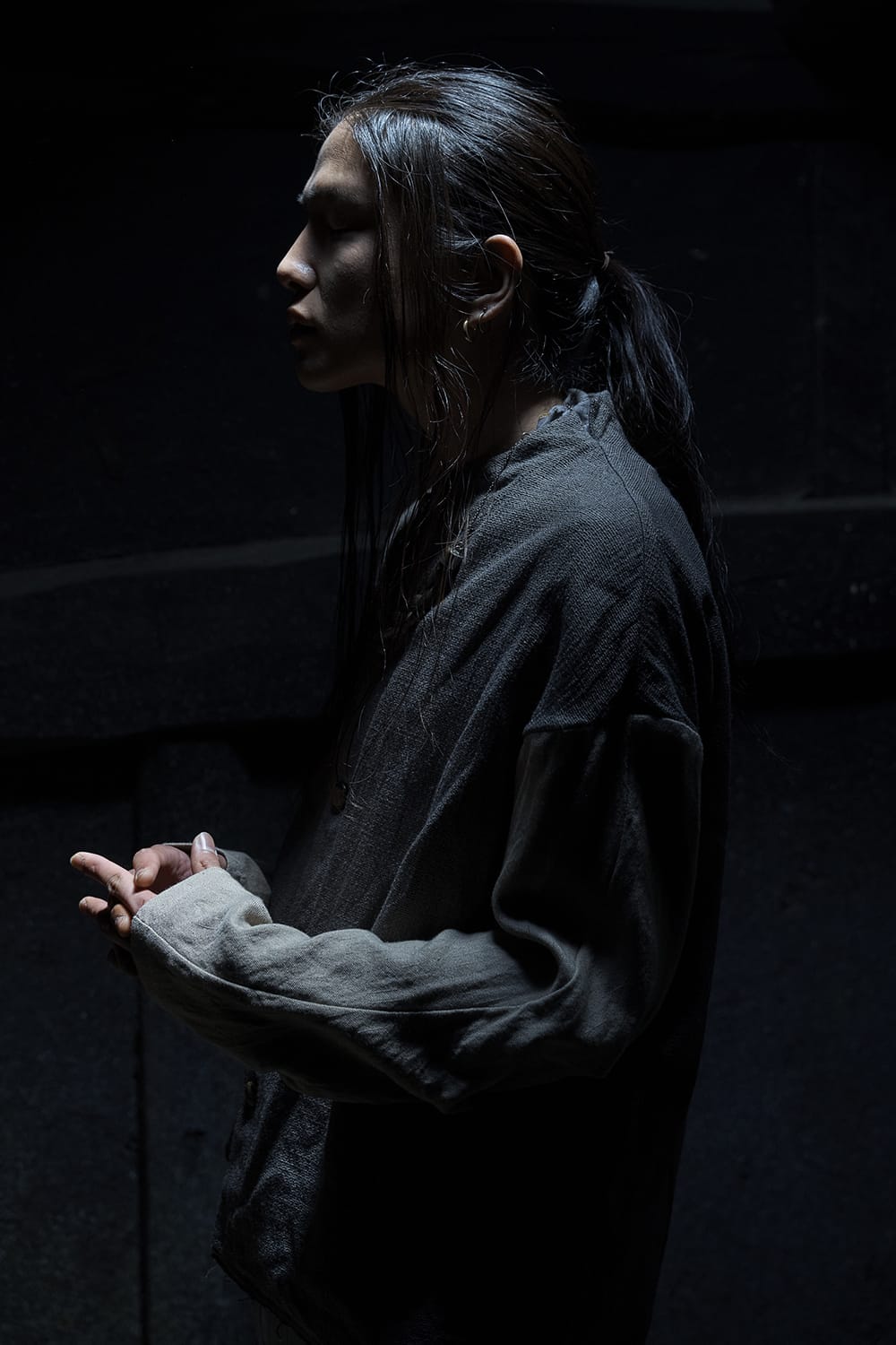 Jacket linen / viscose / cotton  Black × Beige