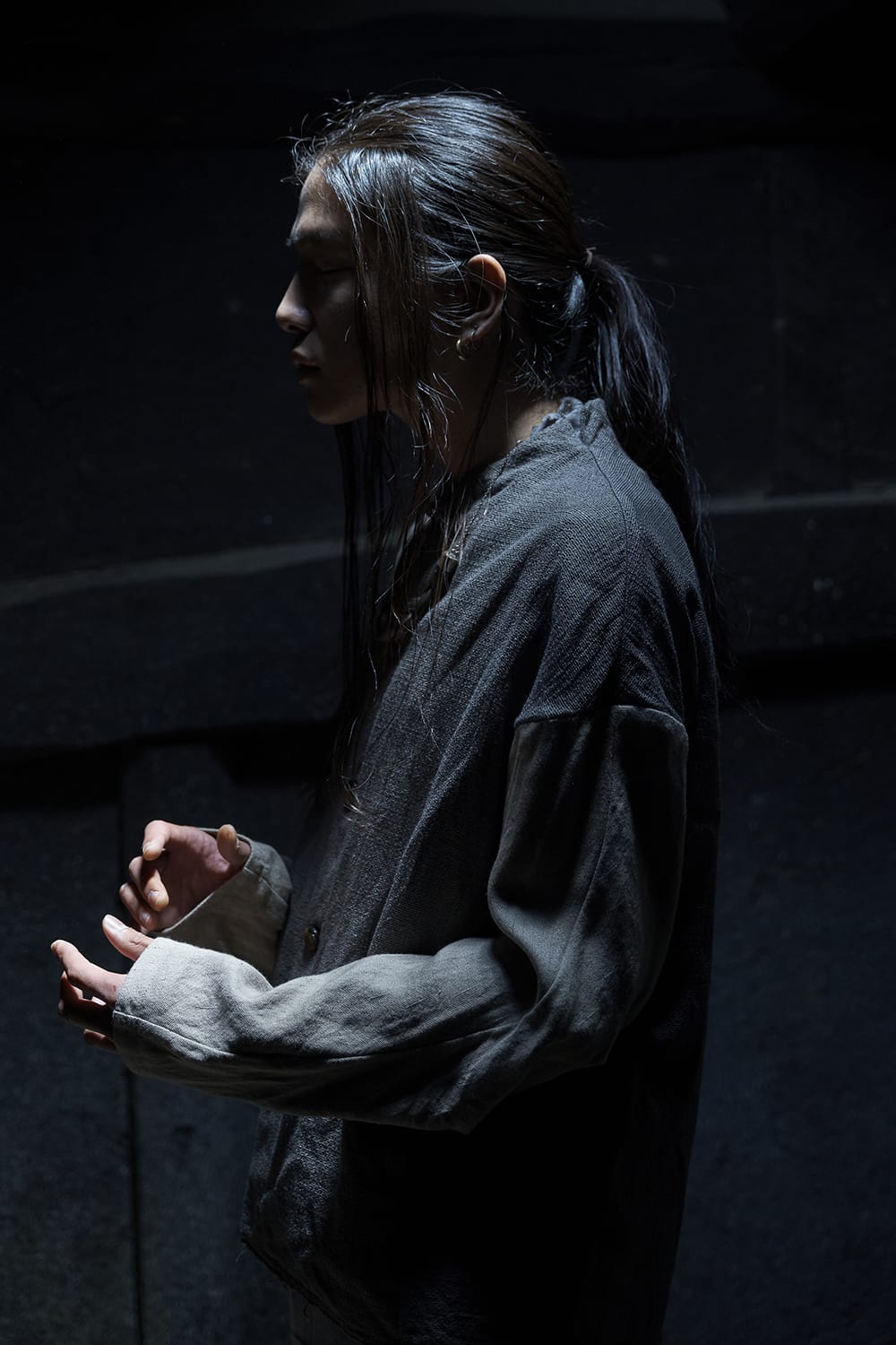 Jacket linen / viscose / cotton  Black × Beige