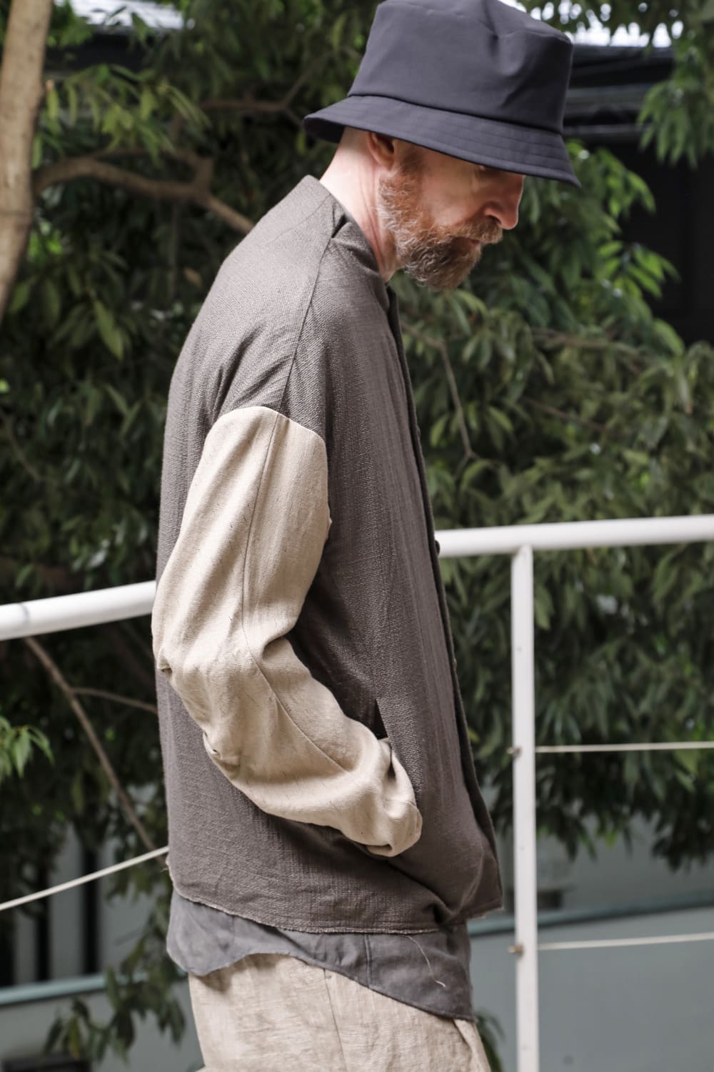 Jacket linen / viscose / cotton  Madgray × Beige