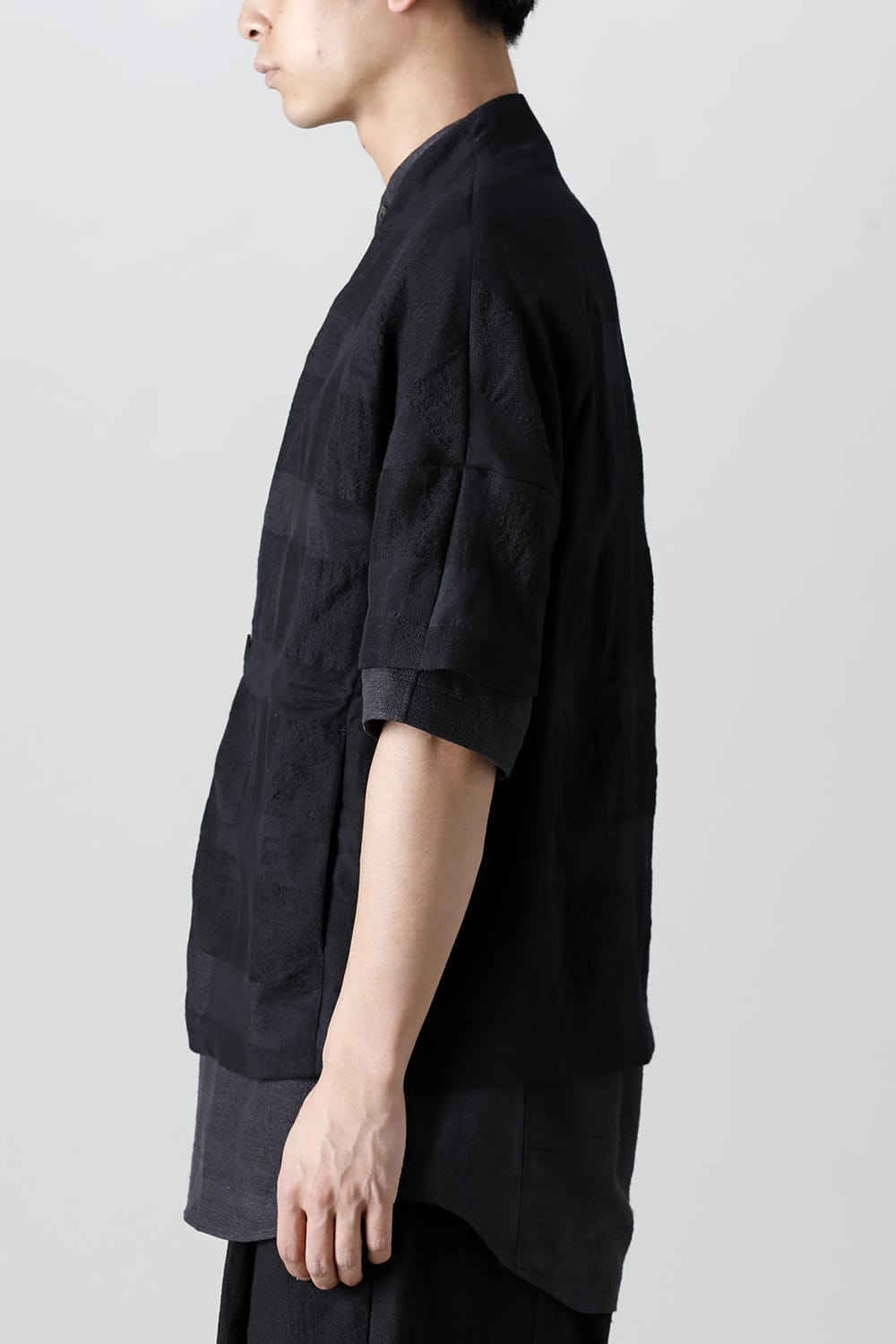 Short sleeve jacket block check jacquard