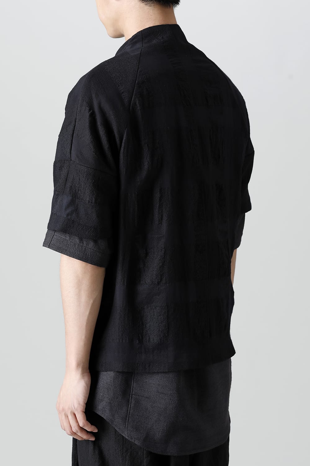 Short sleeve jacket block check jacquard