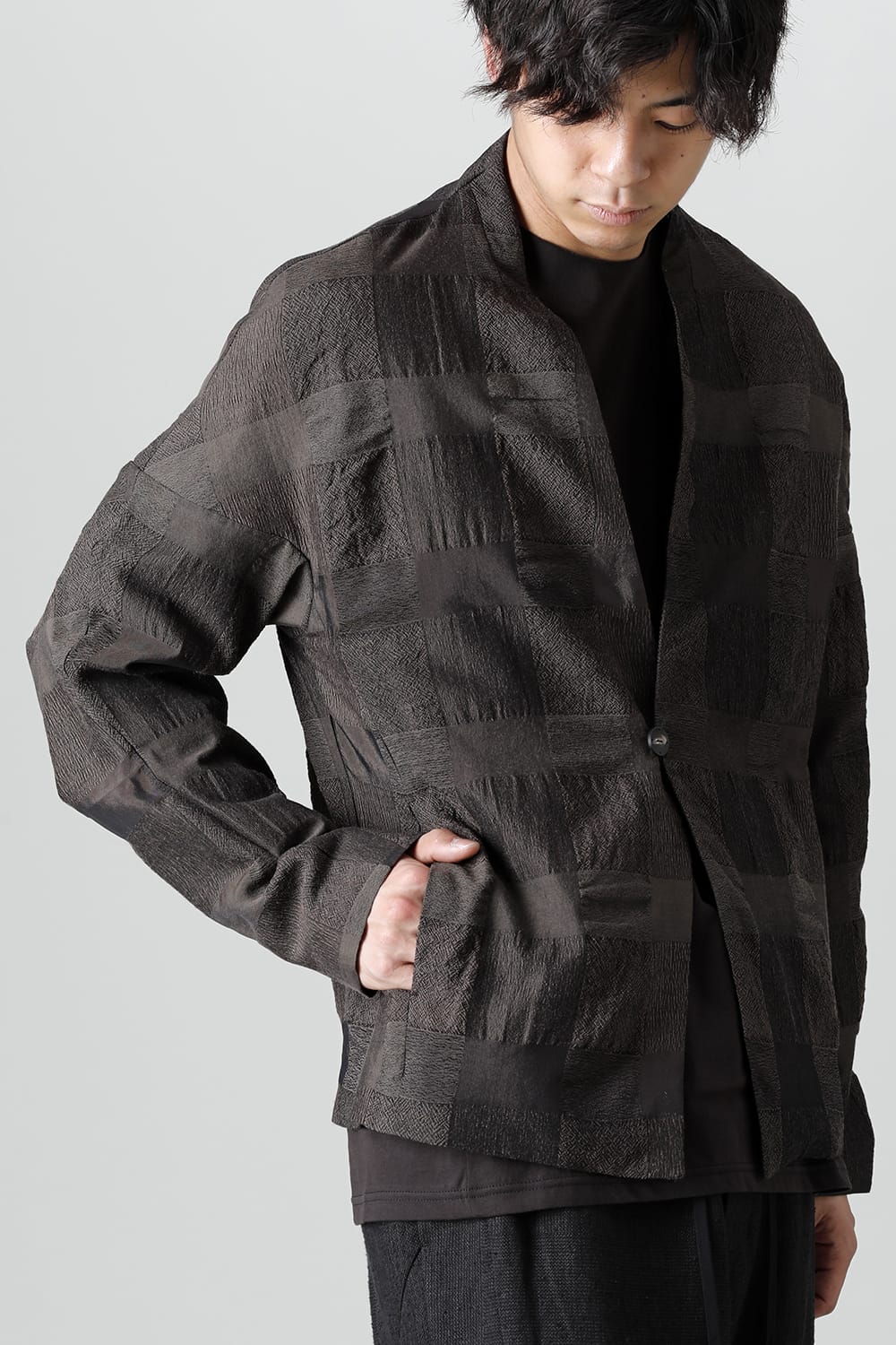 Jacket block check jacquard  Gray