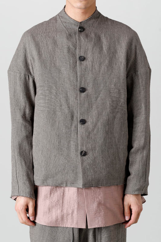 ジャケット  シルク リネン クレイジーチェック  ベージュグレー