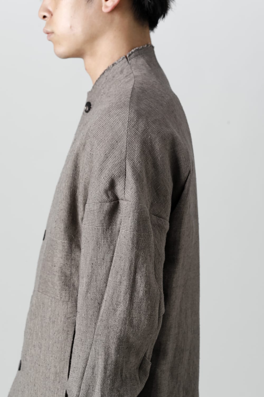 Jacket silk linen crazy check  Beige Gray