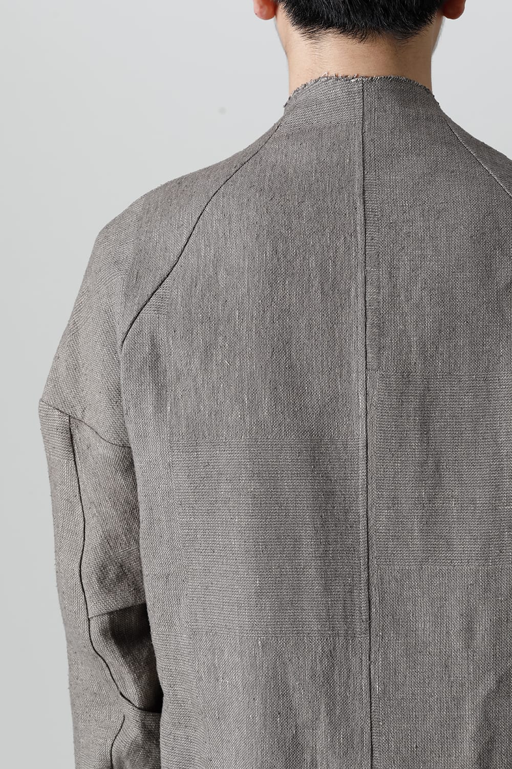 Jacket silk linen crazy check  Beige Gray