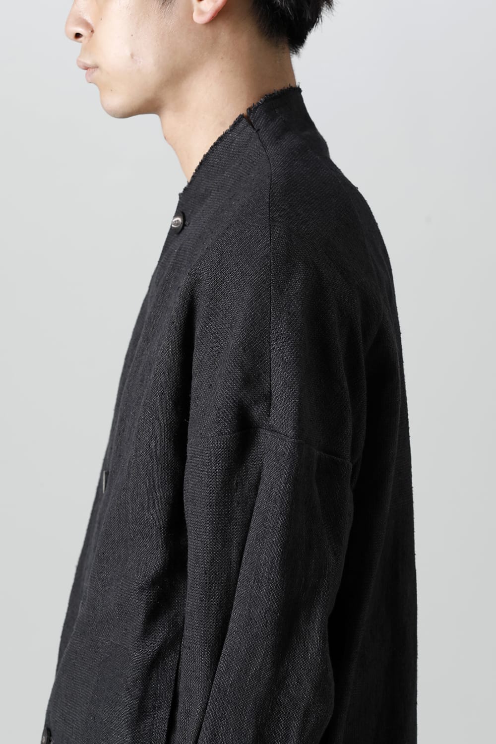 Jacket silk linen crazy check  Black