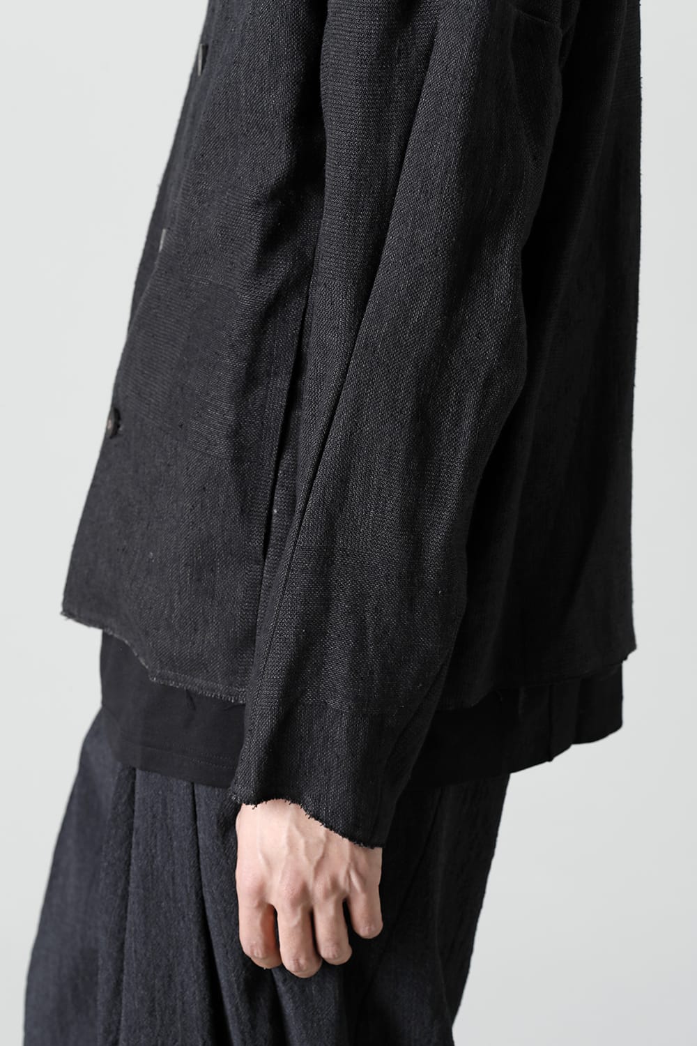 Jacket silk linen crazy check  Black