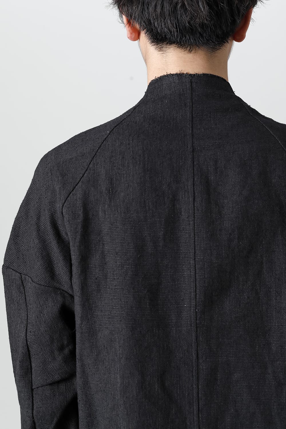 Jacket silk linen crazy check  Black