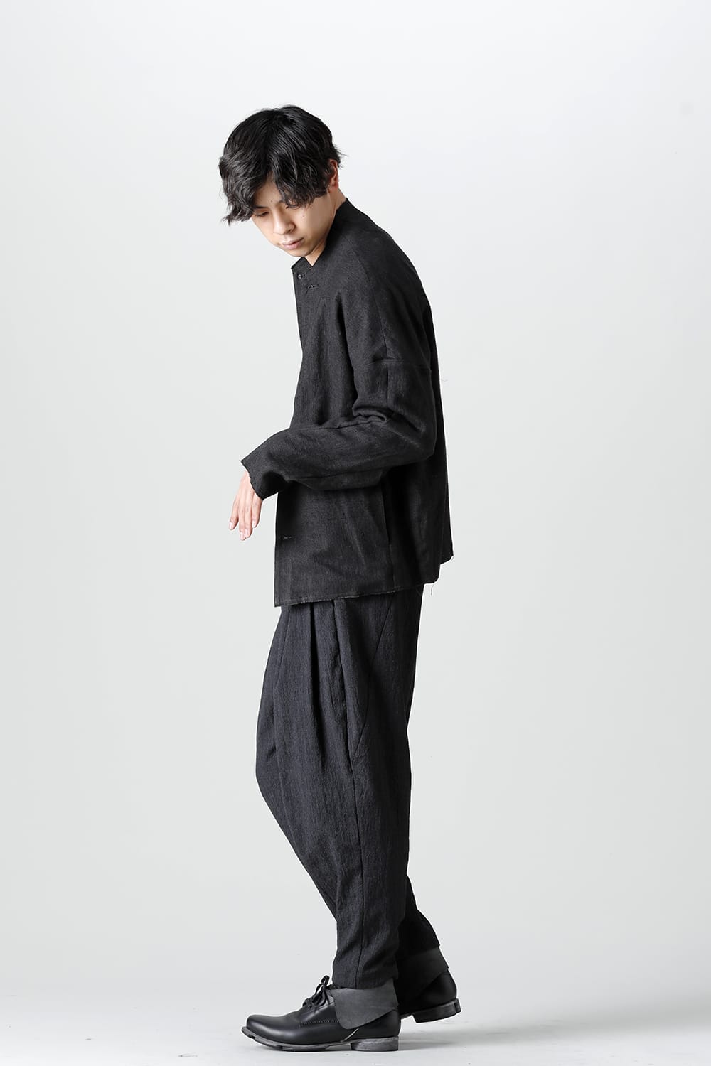 Jacket silk linen crazy check  Black