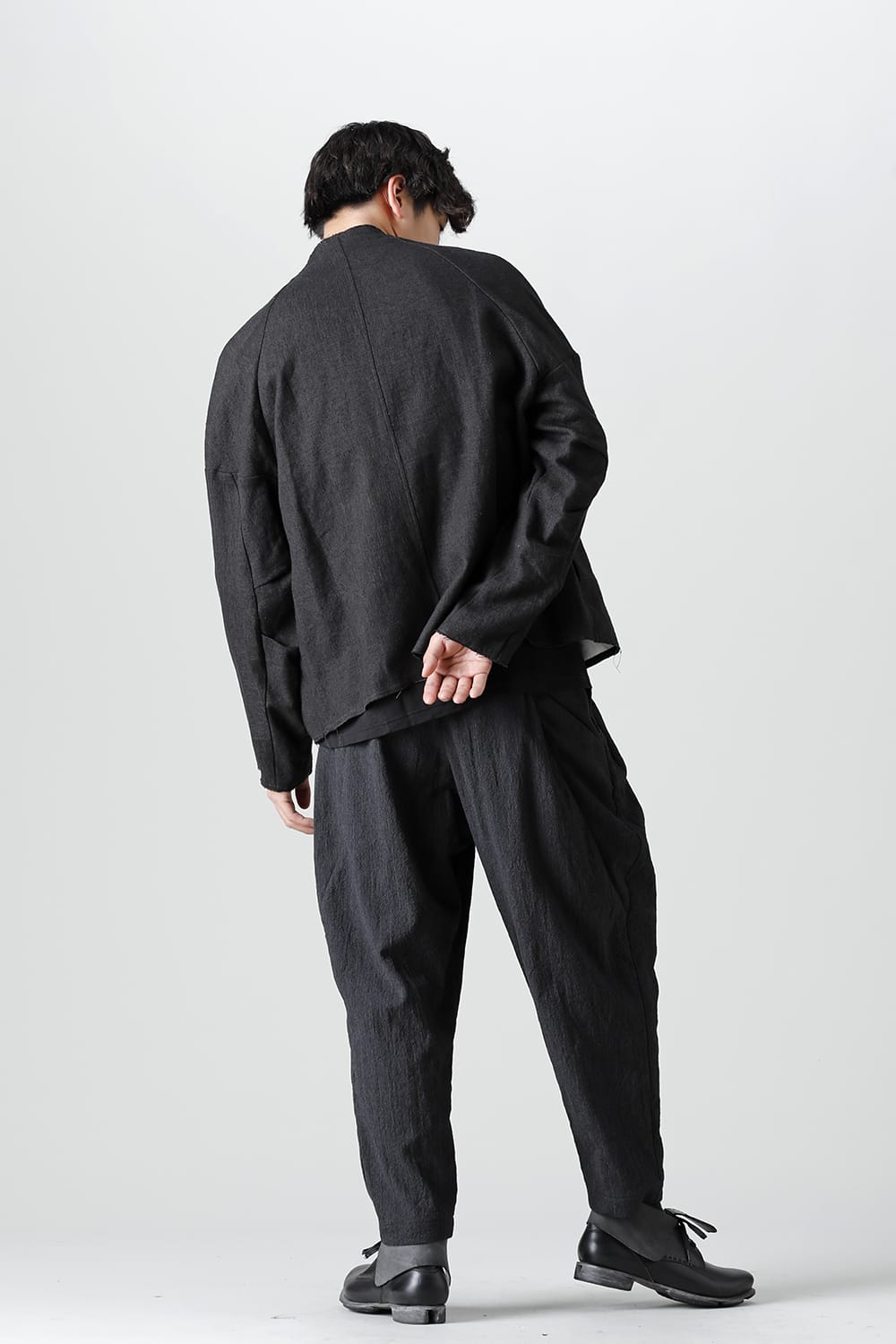 Jacket silk linen crazy check  Black
