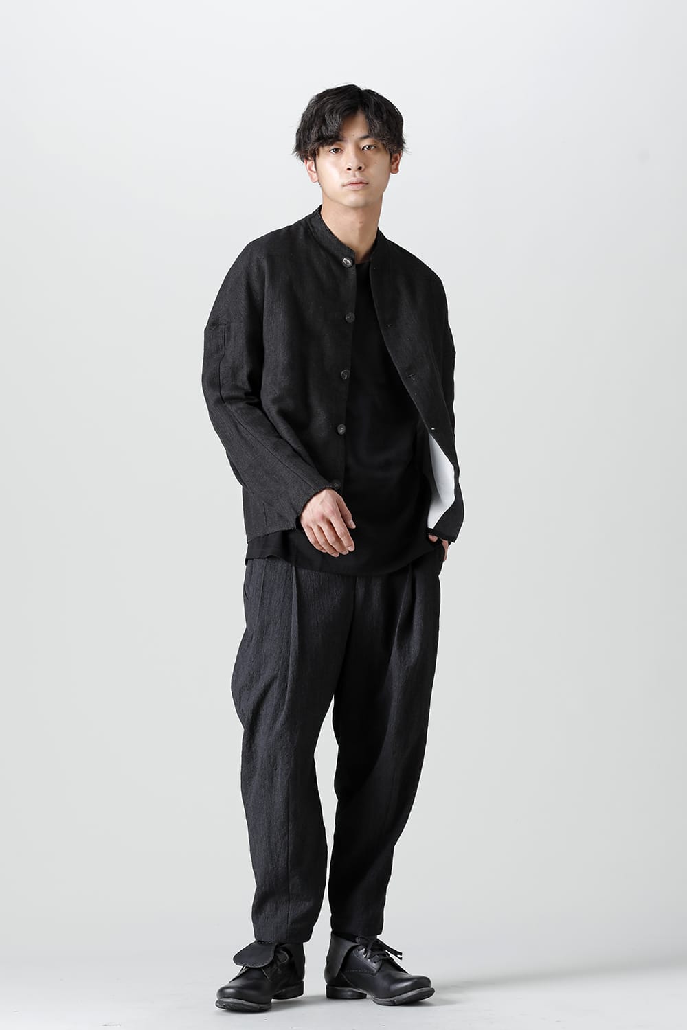 Jacket silk linen crazy check  Black