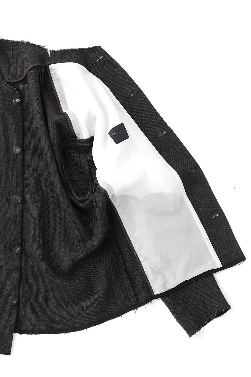 Jacket silk linen crazy check  Black