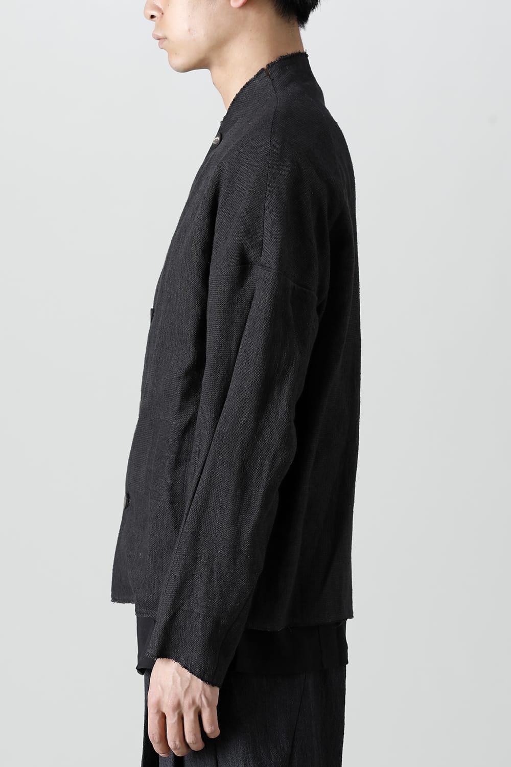 Jacket silk linen crazy check  Black