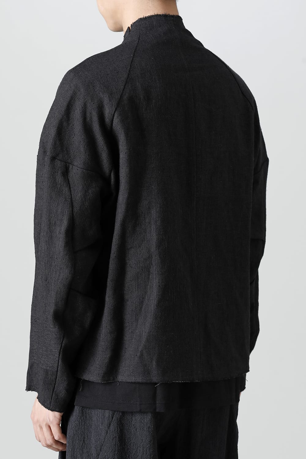 Jacket silk linen crazy check  Black