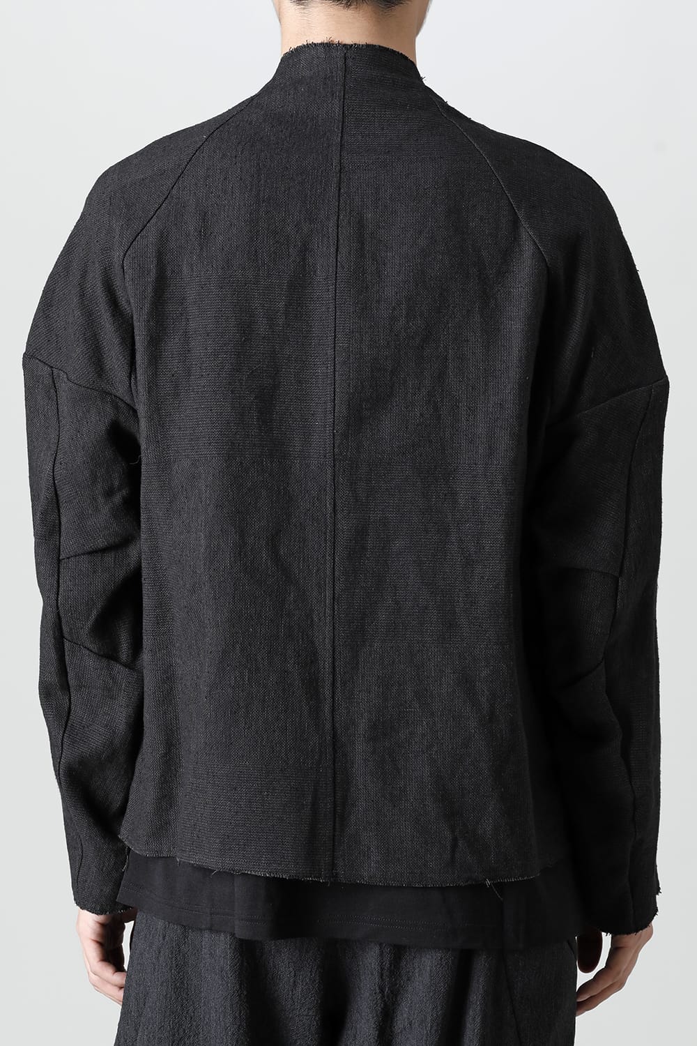 Jacket silk linen crazy check  Black