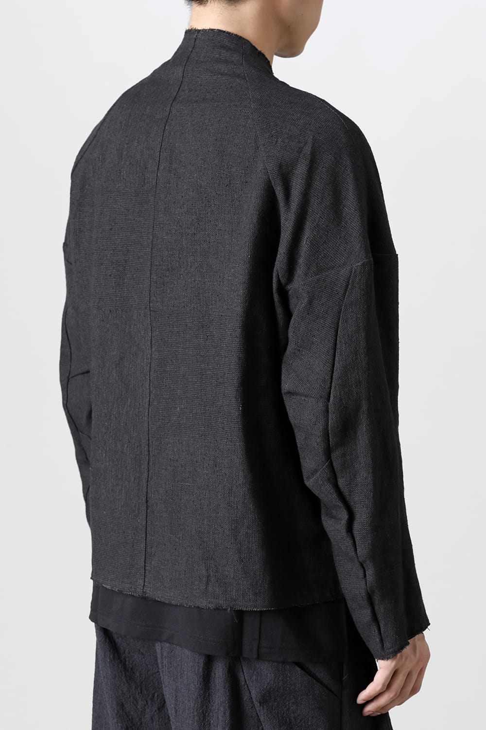 Jacket silk linen crazy check  Black