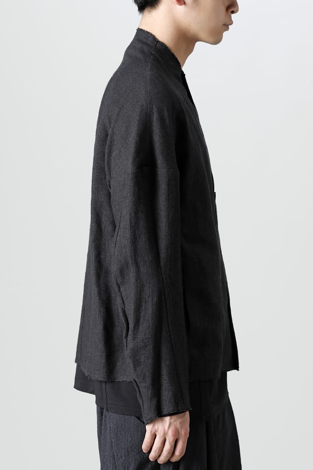 Jacket silk linen crazy check  Black